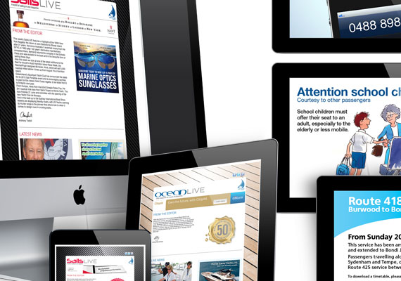 <strong>Oceanmedia</strong> Weekly electronic newsletters, website <strong>NSW transport</strong> CCTV screen for displaying in buses.